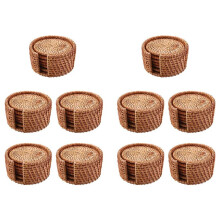 60 Stück Getränk Untersetzer Set für Kungfu Tee Zubehör Runde Geschirr Tischset Gericht Matte Rattan Gewebe Tasse Matte Kissen Durchmesser 8cm