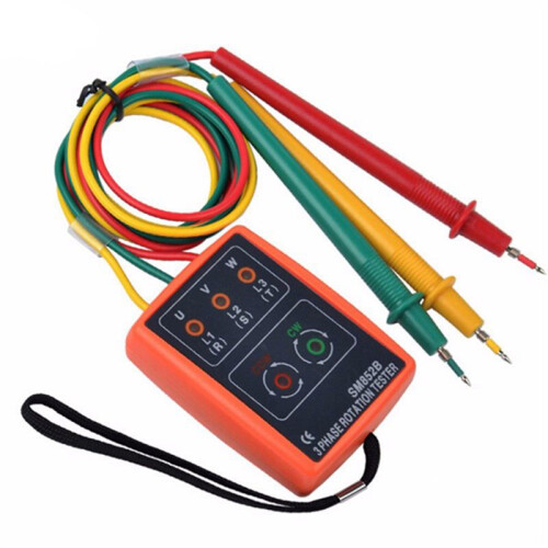 3X New 3 Phase Sequence Rotation Tester Indicator Detector Meter LED Buzzer with Portable Pouch TD-LED02 2