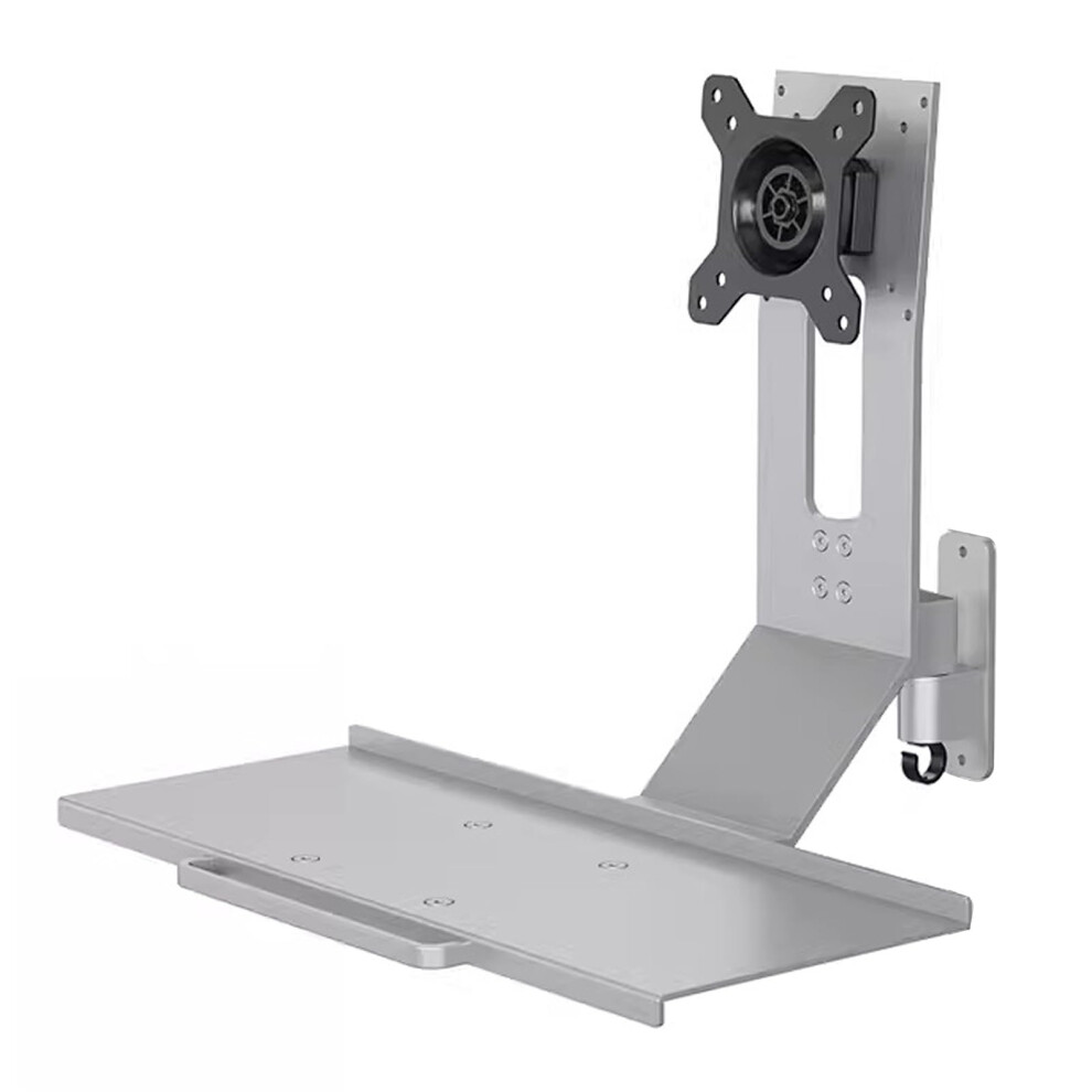 Wall Mount Workstation With Adjustable Monitor And Keyboard Tray, Aluminum Alloy Spacesaving Stand 9092120912876