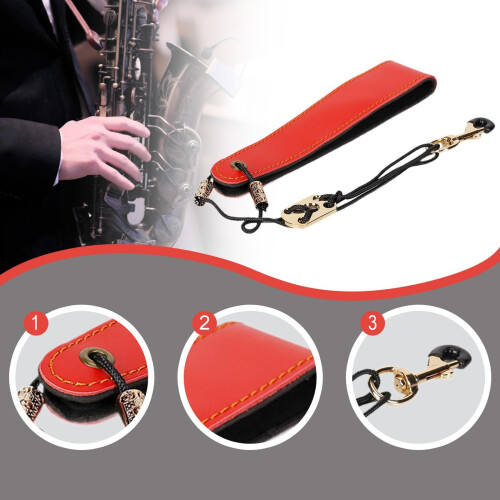 Red PU Leather Saxophone Neck Strap – Lightweight Comfortable Support, Quick Replacement for Performance 1