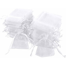 Lotto di 100 sacchetti in organza bianca, 7 x 9 cm, sacchetti regalo in organza, sacchetti per gioielli, sacchetti per matrimoni, sacchetti