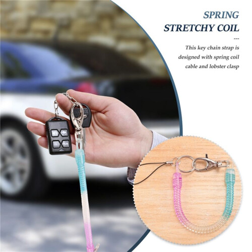 Lobster Hook   Spring Stretchy Coil Keyring Keychain Strap Rope Cord 2