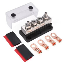 Copper 600A 48V Bus Bar M10 4 Studs 3/8 Inch for Battery Truck Marine Boat RV