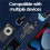 7-In-1 Retractable Car Charger with Digital Voltmeter USB+PD Port Fast Charging Cable 3 Type C 6