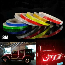 8m Car Reflective Tapes Reflectors Warning Tape Night Safety Sticker for Bicycle Car Motorcycle Yellow