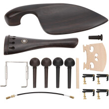 Violin Parts Kit 4/4 with Ebony Tailpiece Pegs Maple Chinrest Metal Endpin for Stable Tuning