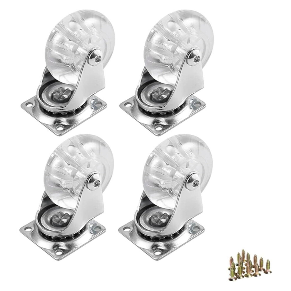 2 Inch Heavy Duty Transparent Polyurethane Caster Wheels Set Of 4, Swivel Casters For Furniture And Workbench 9092120916973