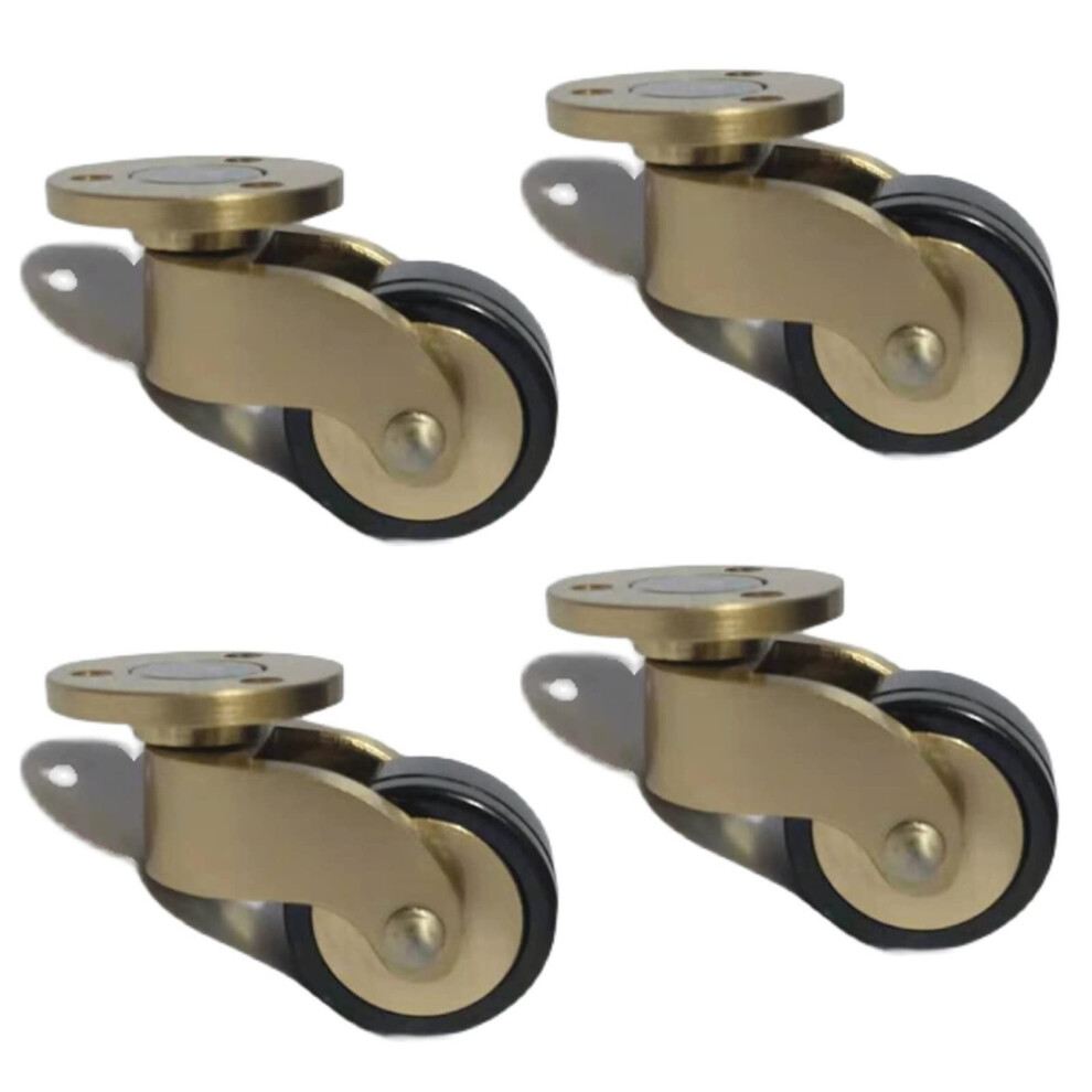 4 Pcs 25Mm Brass Furniture Caster Wheels With Screws, 360 Swivel Mobility, Vintage Gold Finish For Cabinet And Trolley 9092120917574