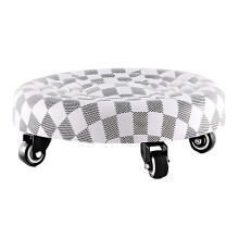 Rolling Stool with Wheels, 360 Swivel Pedicure Chair with Memory Foam Cushion for Home and Office, White