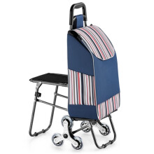Foldable Shopping Trolley with Seat and Handbrake, Lightweight Aluminum Walker for Seniors