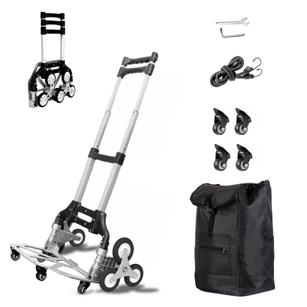 Folding Hand Truck Stair Climber Dolly Cart 330Lbs Heavy Duty Aluminum Alloy With Quiet Rubber Wheels For Moving And Travel 9092120918267