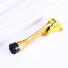 Gold Kick Down Door Stopper with Secure Lock and Quiet Rubber Tip Door Holder for Home Interior 1Pc