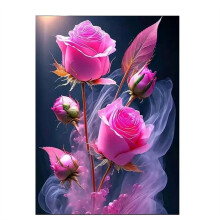 Paint with Diamond Embroidery Diamond Painting Full Round Picture of Rhinestone Rose Decor, (30 X 40cm)Without Frame C