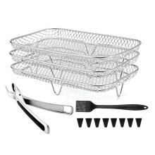 13-Piece Air Fryer Oven Set with 3-Tier Stackable Grilling Rack for Home Kitchen 19x13cm