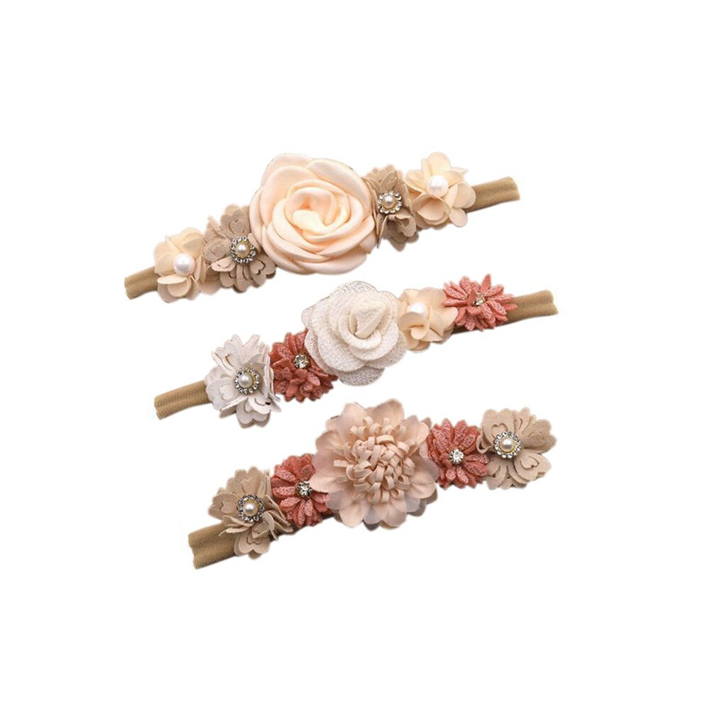 3Pcs Baby Girl Nylon Headbands - Floral Infant Hair Band Bows, Elastic Wraps For Newborns & Toddlers Tauoh