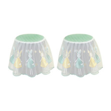 2pcs Oil-Proof Air Fryer Dust Cover Cartoon Lace Fabric 25x25x25cm Green-Rabbit