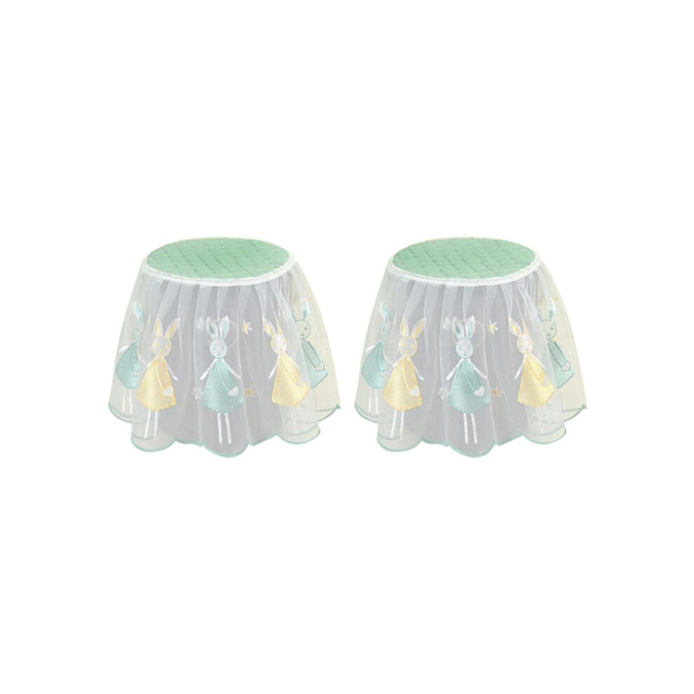 2Pcs Oil-Proof Air Fryer Dust Cover Cartoon Lace Fabric 25X25x25cm -Rabbit Green 6034153972413
