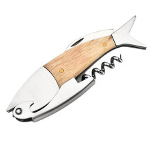 Fischförmiger Weinflaschenöffner mit Holzgriff, Flaschenöffner Aus Metall, Tragbarer Flaschenöffner, Weinflaschenöffner Als Geschenk
