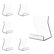 Acrylic Upright Display Stand, 6 PC 4 Inch Clear Display Holder Easel Base Picture Frame for Home Office School Store