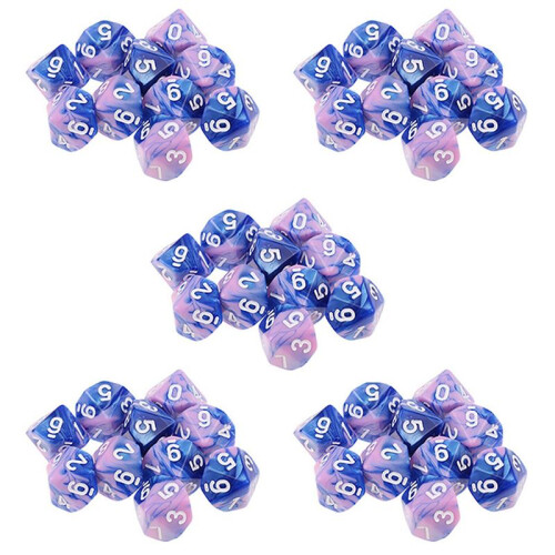 50Pcs 10 Sided D10 Polyhedral Dices Numbers Dials Desktop Table Board Game PXPF,Style 2