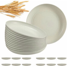 12 Pcs Unbreakable 9" Wheat Straw Dinner Plates, Microwave & Dishwasher Safe, BPA-Free, Beige – Compatible with Standard Dishwashers