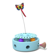 Plataforma Giratoria Eléctrica 3 en 1 para Gatos, con Forma de Mariposa y Plumas Voladoras, Perforadora Inteligente de Autoentretenimiento, Color