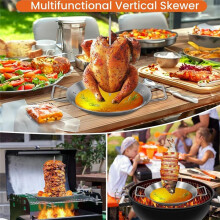 Pionowy Grill na Szpikulce do Mięsa z Wyjmowanymi Kolcami, Stal Nierdzewna, Pionowy Ruszt do Grillowania Szpikulców do Grillowania w Piekarniku,