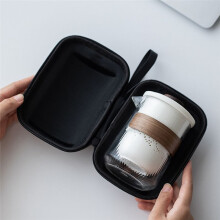 Tea Cup Anti-Hot Ceramic One Pot Four Glass Portable Travel Tea Set Simple Chinese Style Black