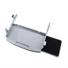 Under Desk Keyboard Tray with 360 Swivel Mouse Platform, 20 Inch Ergonomic Metal Drawer, Space‑Saving Design, Grey