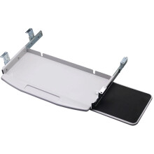 Under Desk Keyboard Tray with Clamp Mount, Silent Sliding Rails, 360 Rotating Mouse Pad, Ergonomic Design