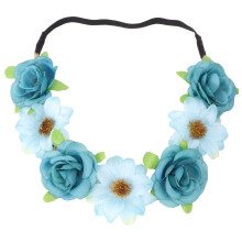 Masteelf Green Floral Garland Headband Elegant Women Hair Accessory for Wedding Parties Adjustable with Ribbon