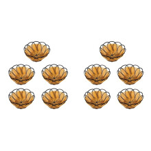 10pcs 7 Inch Plastic Braided Basket Fruit Vegetable Cookies Container Holder Black&Orange