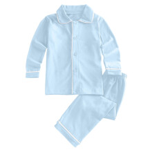 AWZXDE Drengesæt Komfort Blødt Langærmet Ensfarvet Hjemmetøj Top Bukser 2-delt Afslappet Outfit Lyseblå, 5-6 år