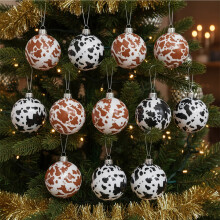 12pcs Black Macaron-Style Christmas Ball Ornaments