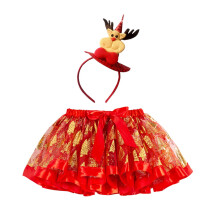 AWZXDE Børnepiger Jule Tegneserie Tutu Nederdel Til Piger Karneval Ballet Dans Fest Nederdel Med Hårbånd Sæt Guld