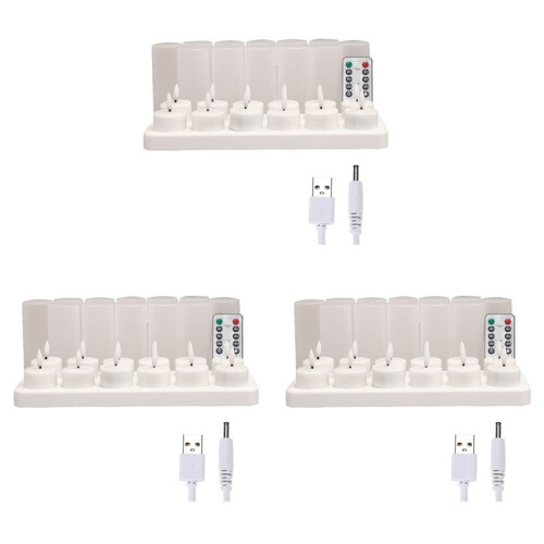 Flameless Candles with Remote Control Timer & Charging Base, 36pcs USB Rechargeable Battery LED Tea Lights Candles