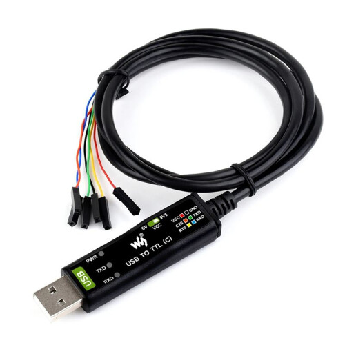 Waveshare Industrial USB to TTL (C) 6pin Serial Module Cable FT232RNL for Raspberry Pi 5 Serial Port Debugging Module