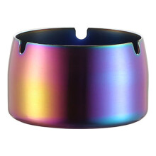 Stainless Steel Round Ashtray – High Temp & Drop Resistant, Easy Clean, Dishwasher Safe, Outdoor/Patio Use, Large Capacity