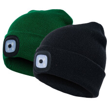Morttic 2Pcs Unisex Knit Beanie Hat with Headlamp Button Battery Knit Hat With Light LED Knit Hat Winter LED Hat Light