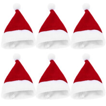 10 Mini-Weihnachtshüte aus Samt, rot-weiß, als Lutscher-Dekoration