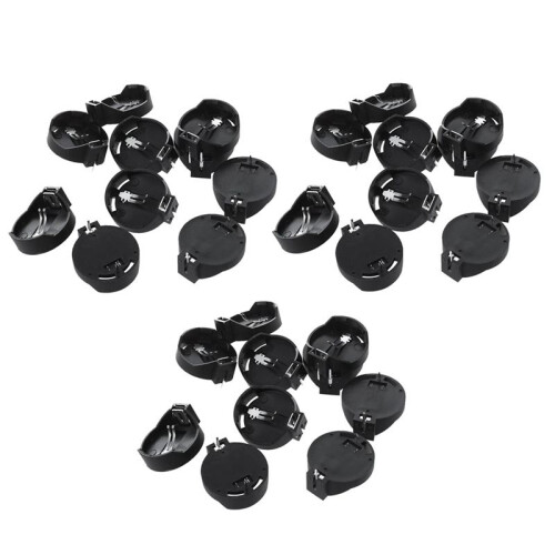 30pcs Black Round Button Battery Holder Case for CR2032 2016 2025