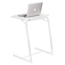 Foldable Standing Desk Converter White Height Adjustable Laptop Table for Home Office and Bed