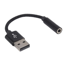 USB to 3.5mm Audio Cable USB A to 3.5mm Female External Stereo Sound Card Headphone Micphone Sound Adapter Black