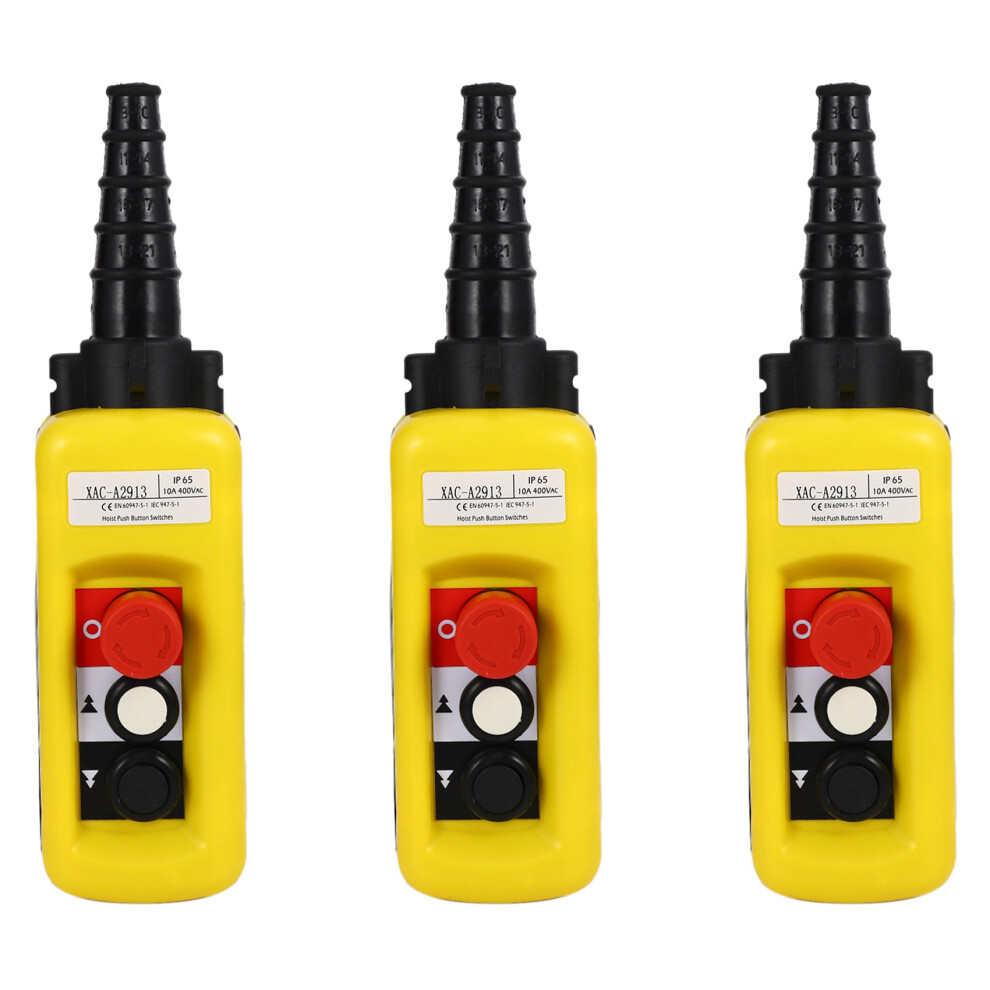 3X Lift Control Pendant Xac-A2913 Waterproof Handheld Pushbutton With Electric Hoist Handle, 2 Buttons 6032242370331