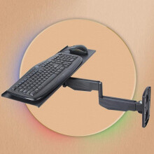 Wall Mounted Keyboard Tray Aluminum Ergonomic Adjustable Design with 360 Swivel Arm and SpaceSaving Mount