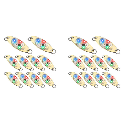 20 Pcs LED Fishing Lures Fishing Spoons Underwater Flasher Bass Halibut ...