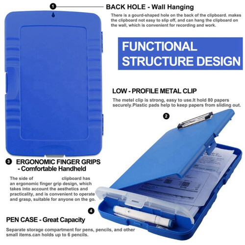 3X Clip Board Organizer Clipboards with Storage Nursing Clipboard Foldable File Folder Plastic Clipboard ()