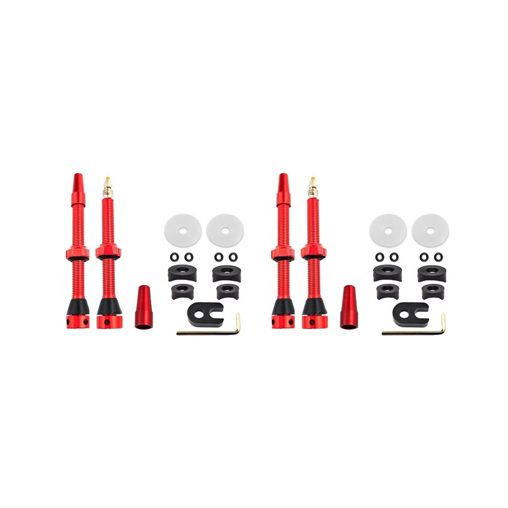 4X Tubeless Air Valve, Mtb For Mountain Road Bike Tubeless Rim Valves Set Cycling Replacement Parts Attachment -60Mm Red 4714120324811