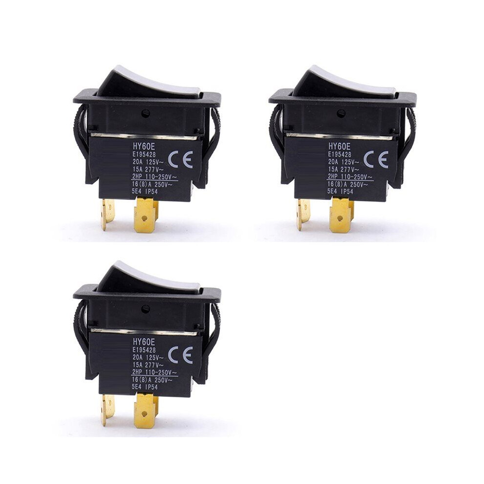 3X Hy60e 4 Pins 20A 125V/250V 2Hp Industrial Off Rocker Pushbutton Switches 6032043571968
