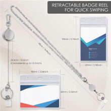 2X Lanyards for Id Badges 9 in 3 Set Bling Badge Lanyard with Id Badge Holder Retractable Crystal Teacher Lanyards